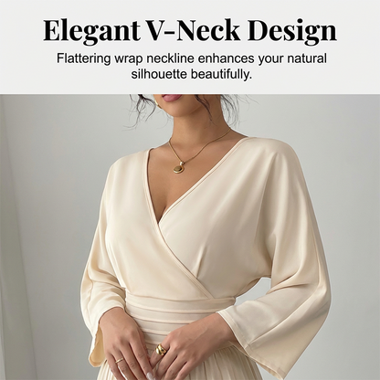 ✨ Elegant V-Neck Pleated Wide-Leg Jumpsuit – Chic, Comfortable & Perfect for Any Occasion 💃💖