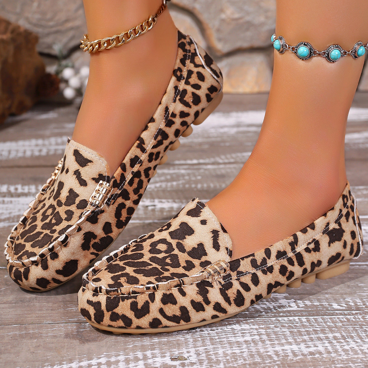 Women's Fashion Leopard Print Patchwork Loafers