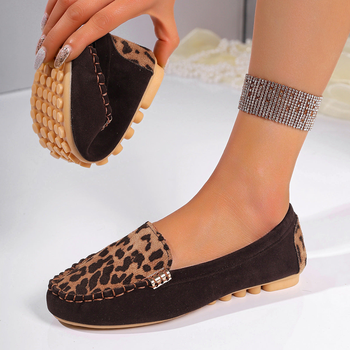 Women's Fashion Leopard Print Patchwork Loafers