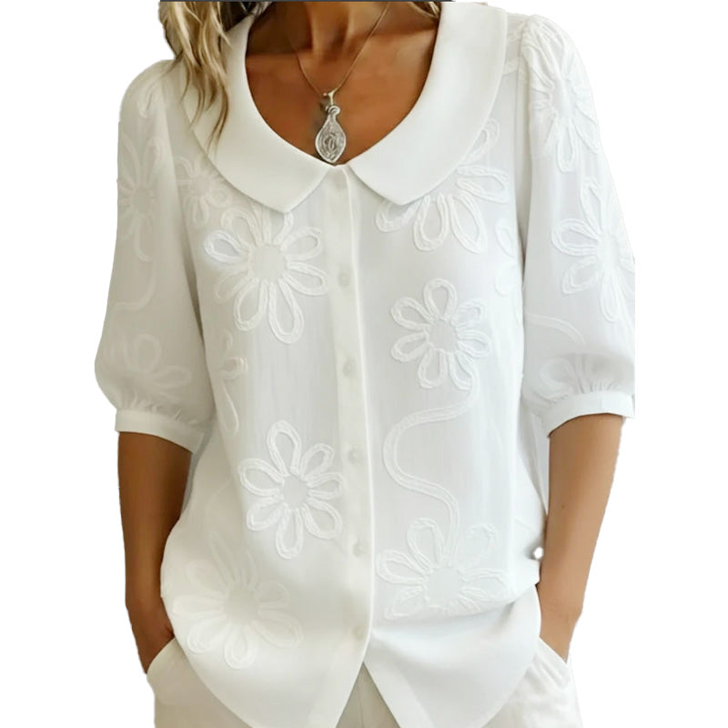 ✨2026 Hot Sale✨Embroidered Floral Retro Collar Shirt
