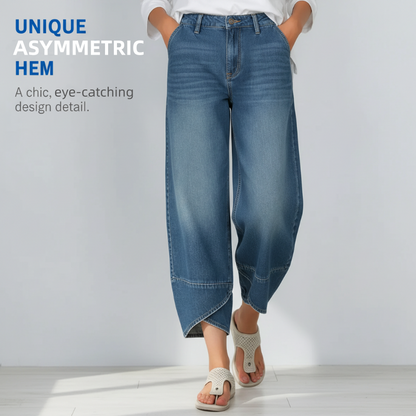 Women's Casual Wide-Leg Cropped Jeans