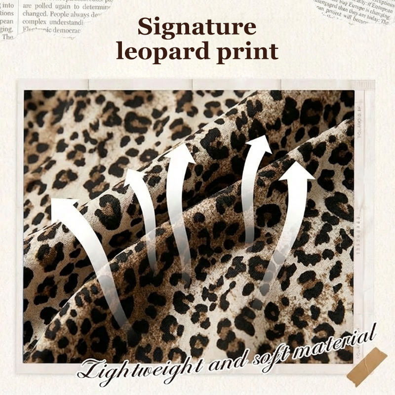 Women's Leopard Print Shirt with Contrast Mesh