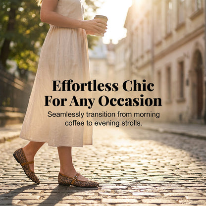 Women's Leopard Print Mesh Mary Jane Flats