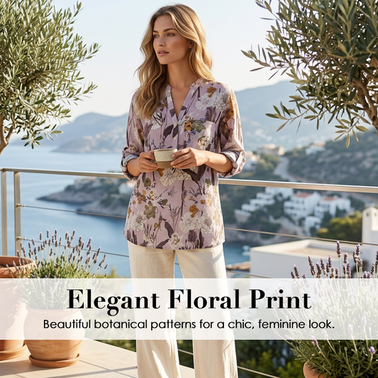 Women's V-neck Floral Printed Casual Top