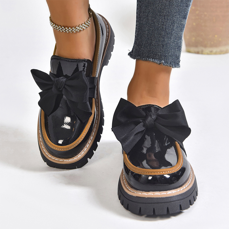 Women’s Elegant Bow Chunky Heel Loafers