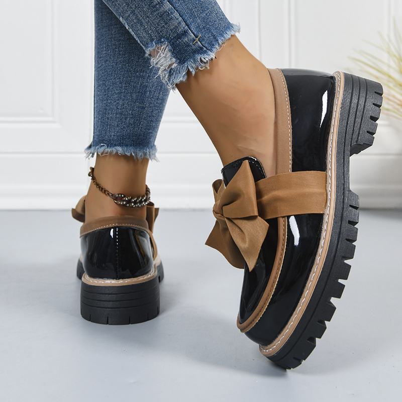 Women’s Elegant Bow Chunky Heel Loafers