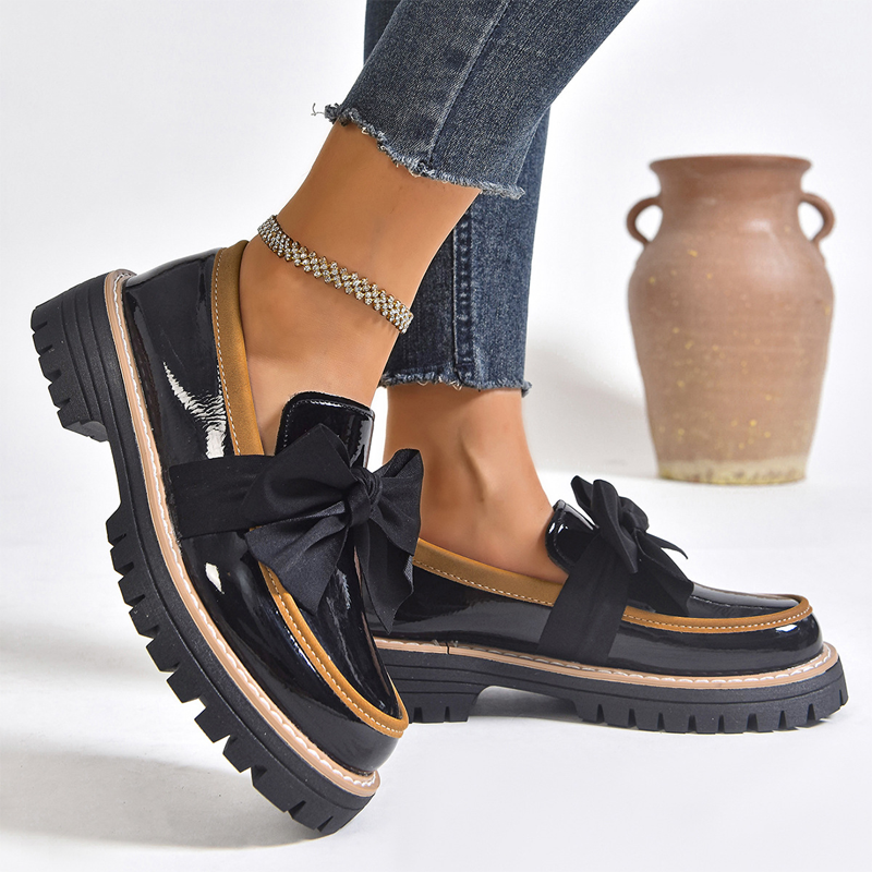 Women’s Elegant Bow Chunky Heel Loafers