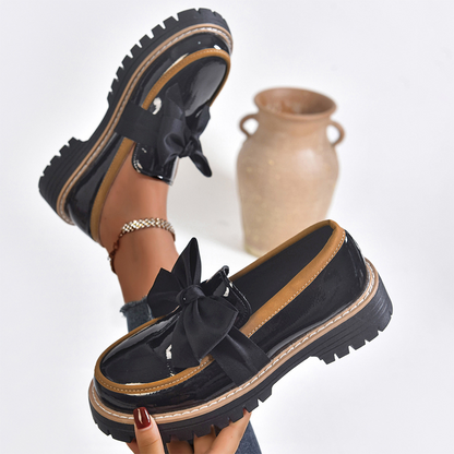 Women’s Elegant Bow Chunky Heel Loafers