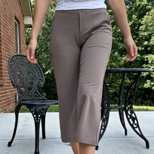 Women's Stretchy Wide-Leg Capri Pants with Pockets