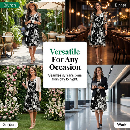 🔥Limited-time offer-Women's Elegant Floral Print Chiffon Dress