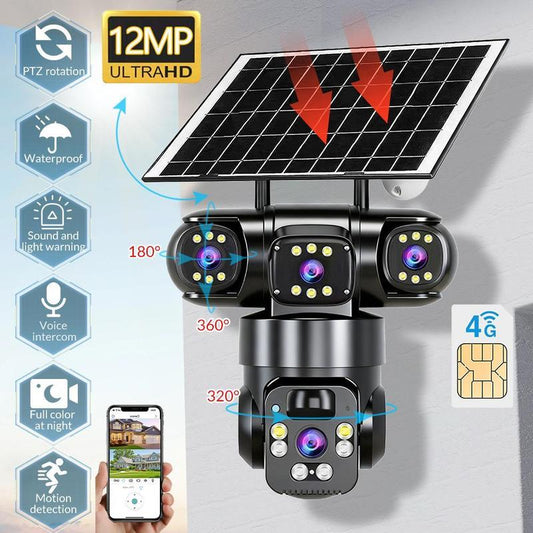 ⏳Tidsbegrenset spesialtilbud⏰6K 9MP utendørs Wi-Fi-sikkerhetskamera | 10x zoom, 3 linser, 360° PTZ | IP66 vanntett, fargenattsyn, toveis lyd, bevegelsessporing
