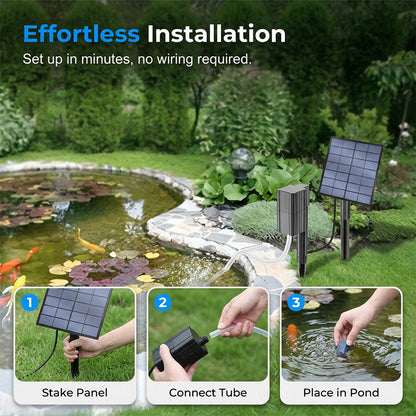 🔥BEGRENSET TID 50 % RABATT!🔥 ☀️ Solcelledrevet damlufter med innebygd luftpumpe🐟