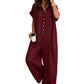 🌿Løs, kortærmet jumpsuit med knapper for damer – komfortabel, flatterende og uanstrengt stilig✨