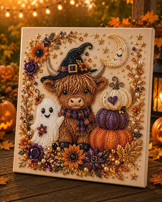 Lag magiske Halloween-dekorasjoner – 50 % rabatt på diamantmalingssett – Søte spøkelser, gresskar og måne – Glitrende 3D-effekt – Perfekt gave 🧙🏼🔮