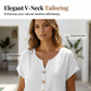 🌟 Stilen alle leter etter – hos oss til halv pris! Casual T-skjorte med V-hals og knapper for kvinner