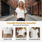 🌟 Stilen alle leter etter – hos oss til halv pris! Casual T-skjorte med V-hals og knapper for kvinner